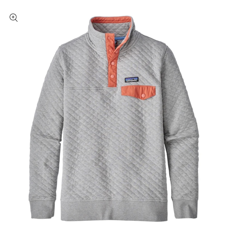 RARE DISCONTINUED Patagonia Organic Cotton Quilt Snap-T Pullover Quartz & Coral